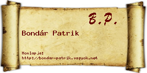 Bondár Patrik névjegykártya