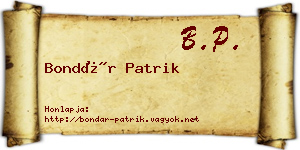 Bondár Patrik névjegykártya