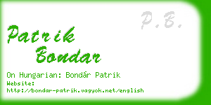 patrik bondar business card